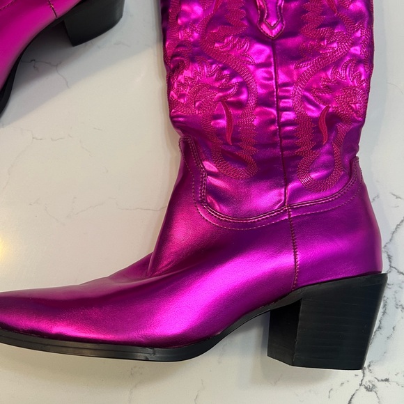 Billini Danilo Metallic Pink Western Cowboy Boots Womens Size 9 FUSCHIA - Picture 4 of 4